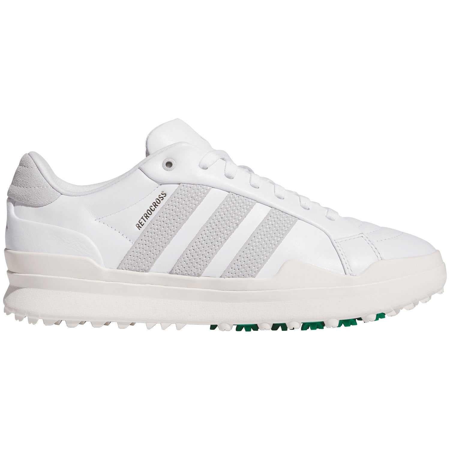 Adidas Retrocross Gripmore Golf Shoes White/Dash Grey/Court Green – Golf  Discount