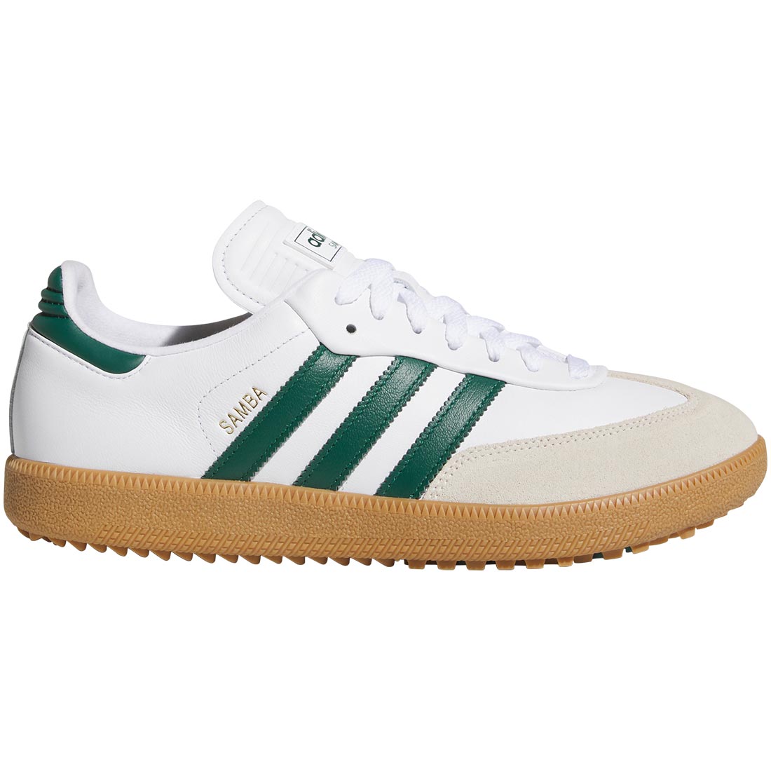 Adidas Samba Spikeless Golf Shoes White/Collegiate Green/Gum – Golf Discount
