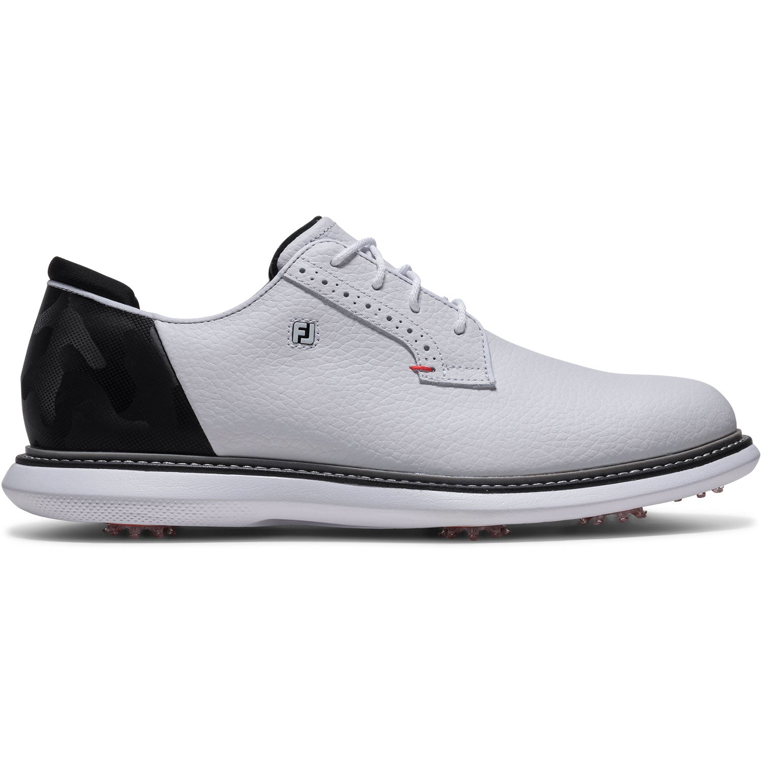 FootJoy FJ Traditions Blucher Golf Shoes White/Black Camo/Cherry