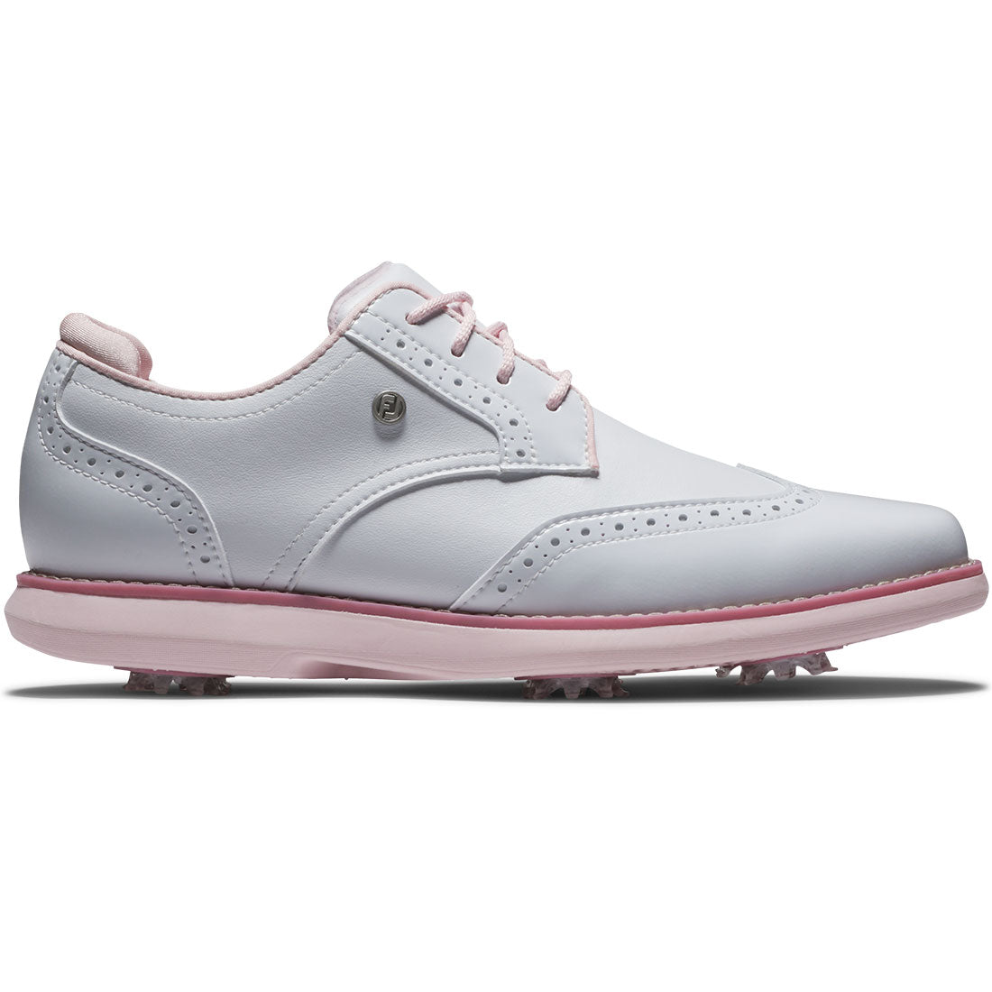 FootJoy Women's Traditions Wing Tip Golf Shoes White/Pink – Golf