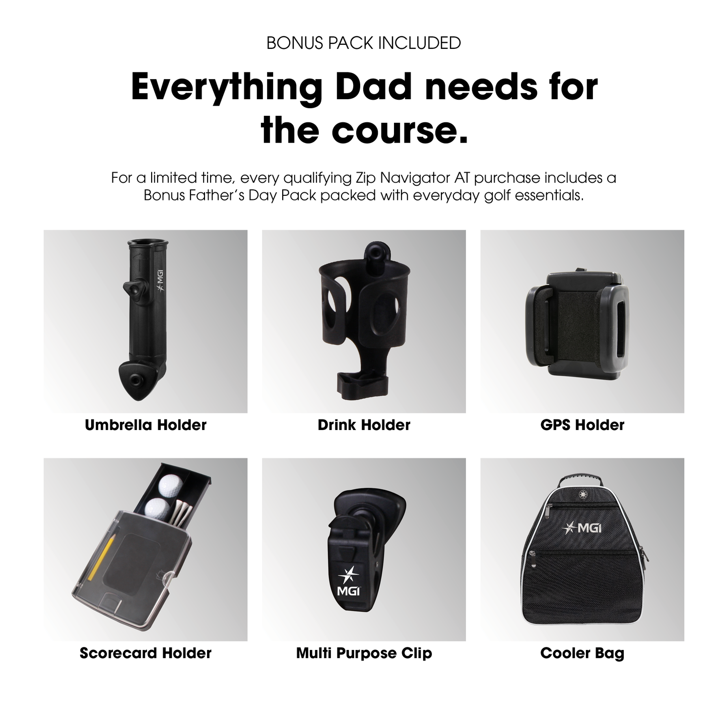 MGI Zip Navigator AT All Terrain Electric Golf Caddy Bundle