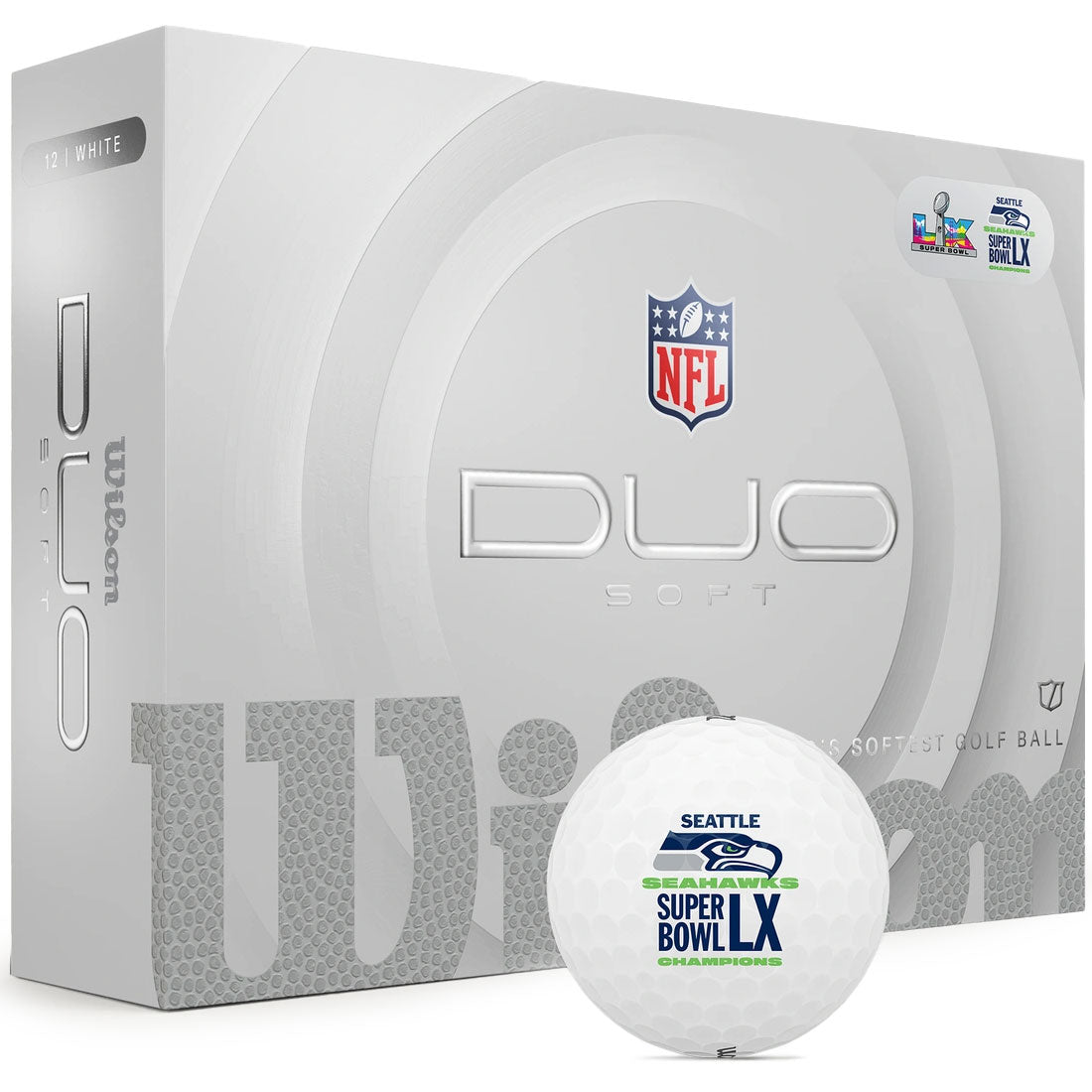 Wilson DUO Soft Seattle Seahawks Super Bowl LX Champions Golf Balls
