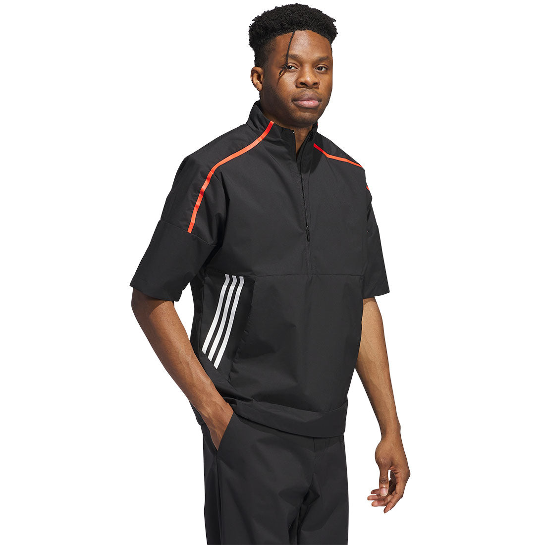 adidas ブラック クロップドジャケット Adidas Core Provisional Short Sleeve Half Zip Rain Jacket – Golf