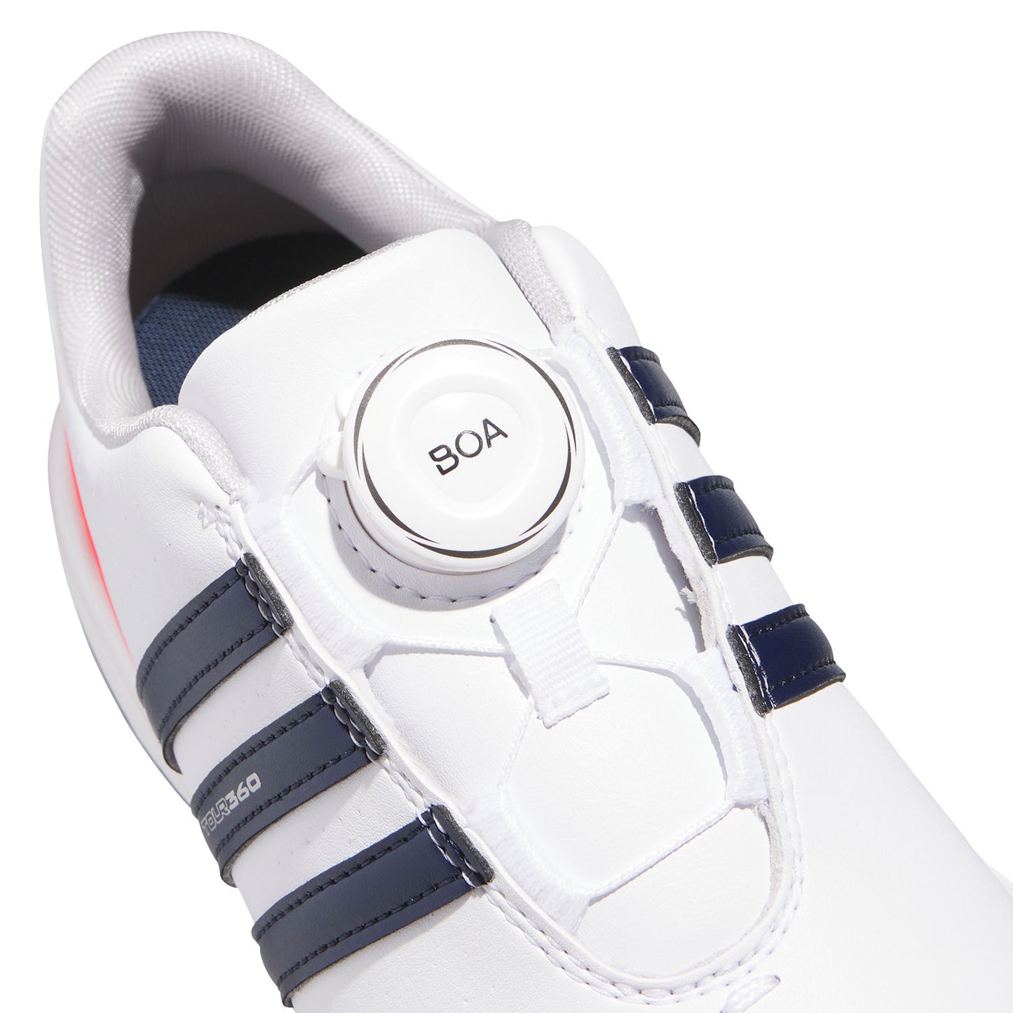 Adidas Juniors Tour360 24 BOA Golf Shoes White/Collegiate Navy/Lucid Red