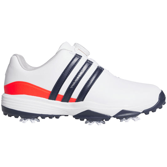 Adidas Juniors Tour360 24 BOA Golf Shoes White/Collegiate Navy/Lucid Red