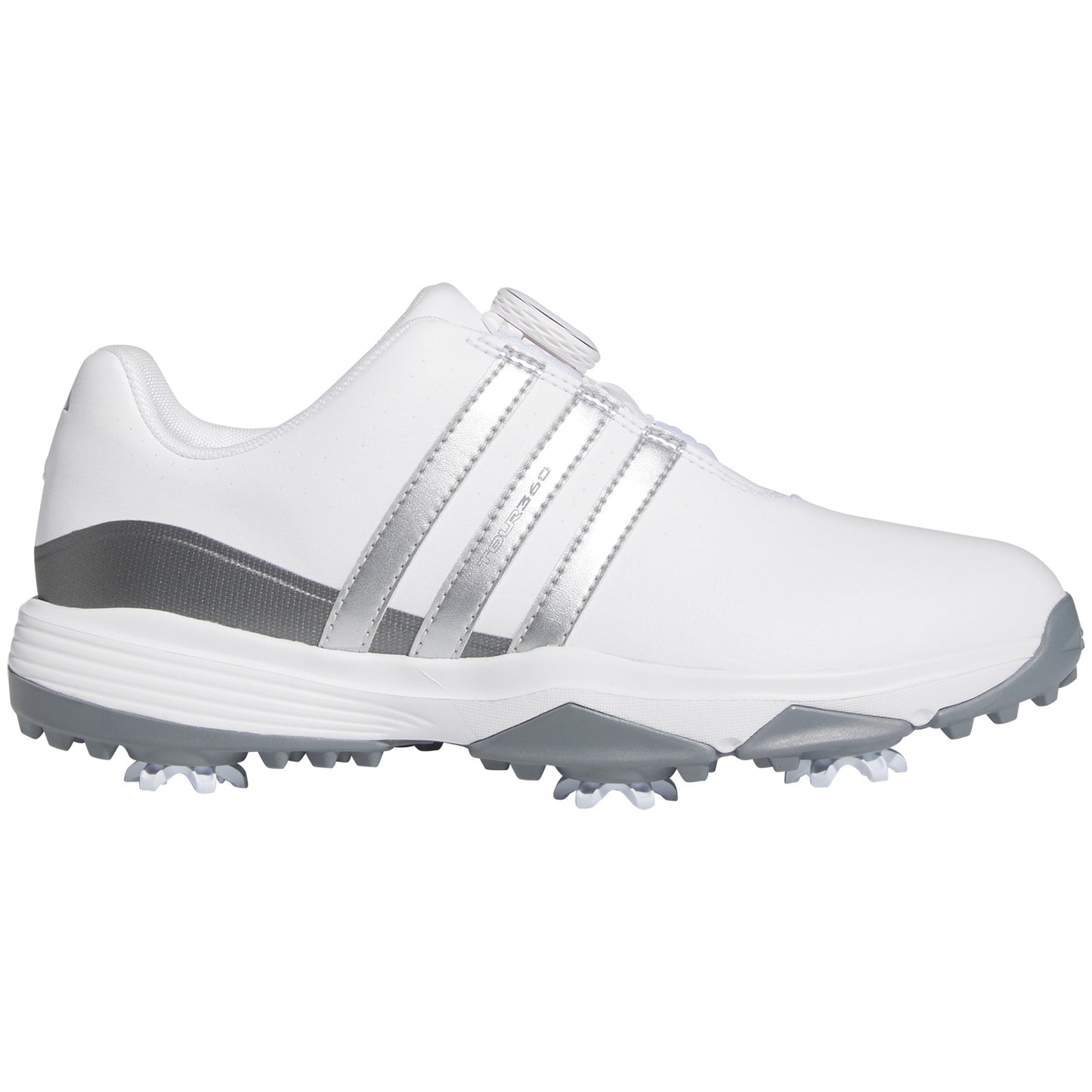 Adidas Juniors Tour360 24 BOA Golf Shoes White/Silver/Iron