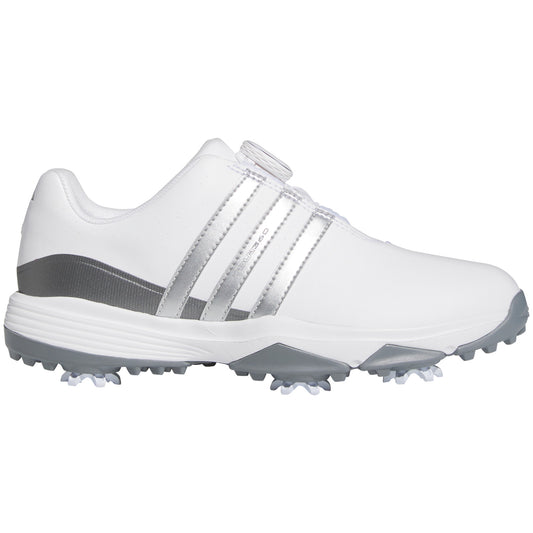 Adidas Juniors Tour360 24 BOA Golf Shoes White/Silver/Iron