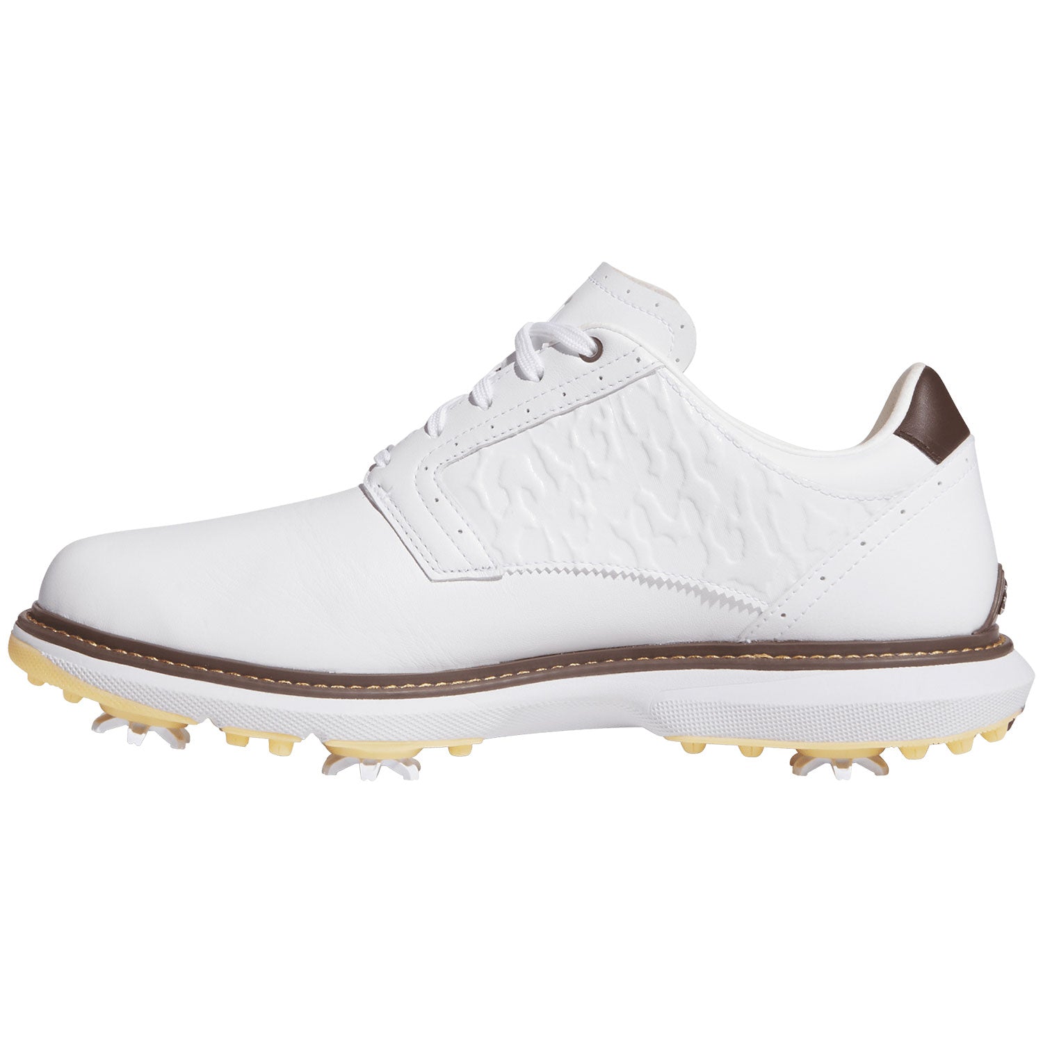 Adidas MC70 Golf Shoes White/Matte Silver/Brown – Golf Discount
