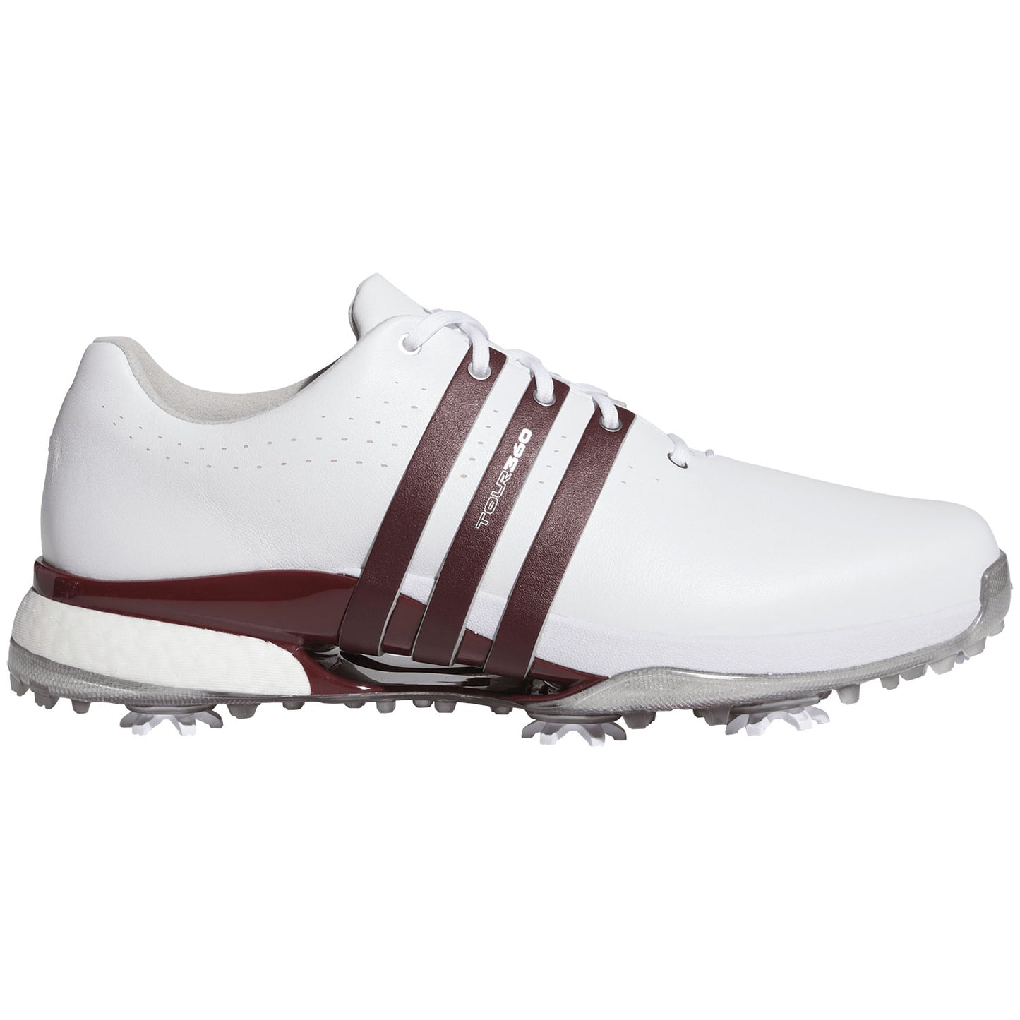 Adidas Tour360 24 Golf Shoes White/Maroon/Iron