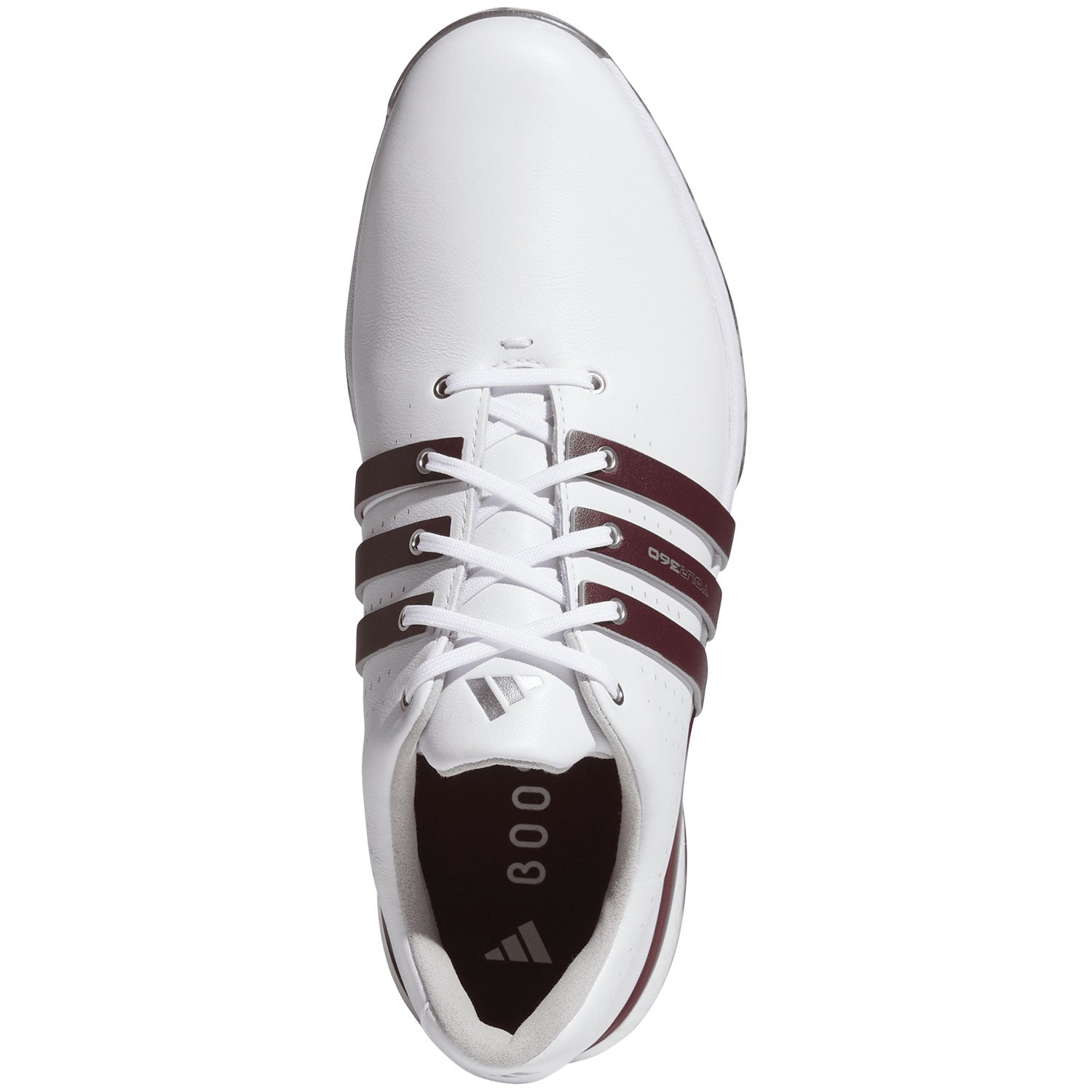 Adidas Tour360 24 Golf Shoes White/Maroon/Iron – Golf Discount