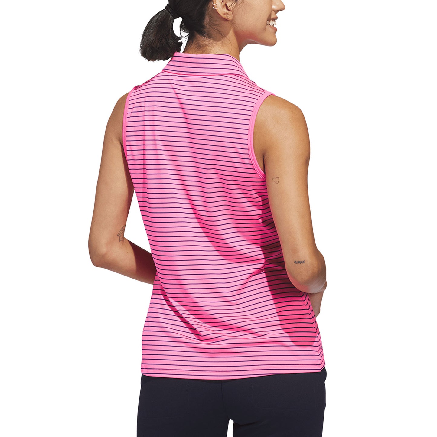 Adidas Women's Performance Stripe Sleeveless Golf Polo