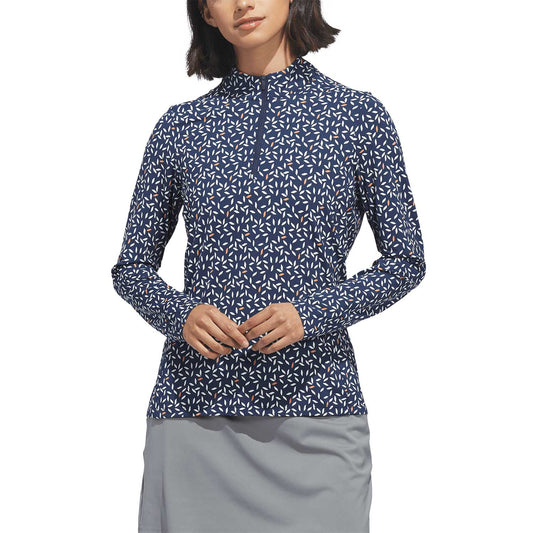Adidas Women's Ultimate365 Printed Quarter Zip Golf Mock