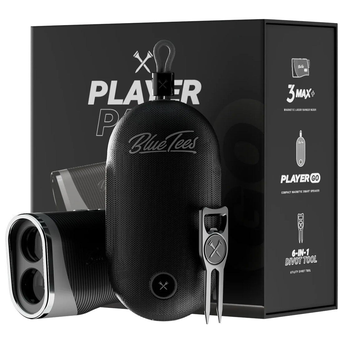 Blue Tees Golf Player Pack Go Laser Rangefinder and GPS Speaker Bundle