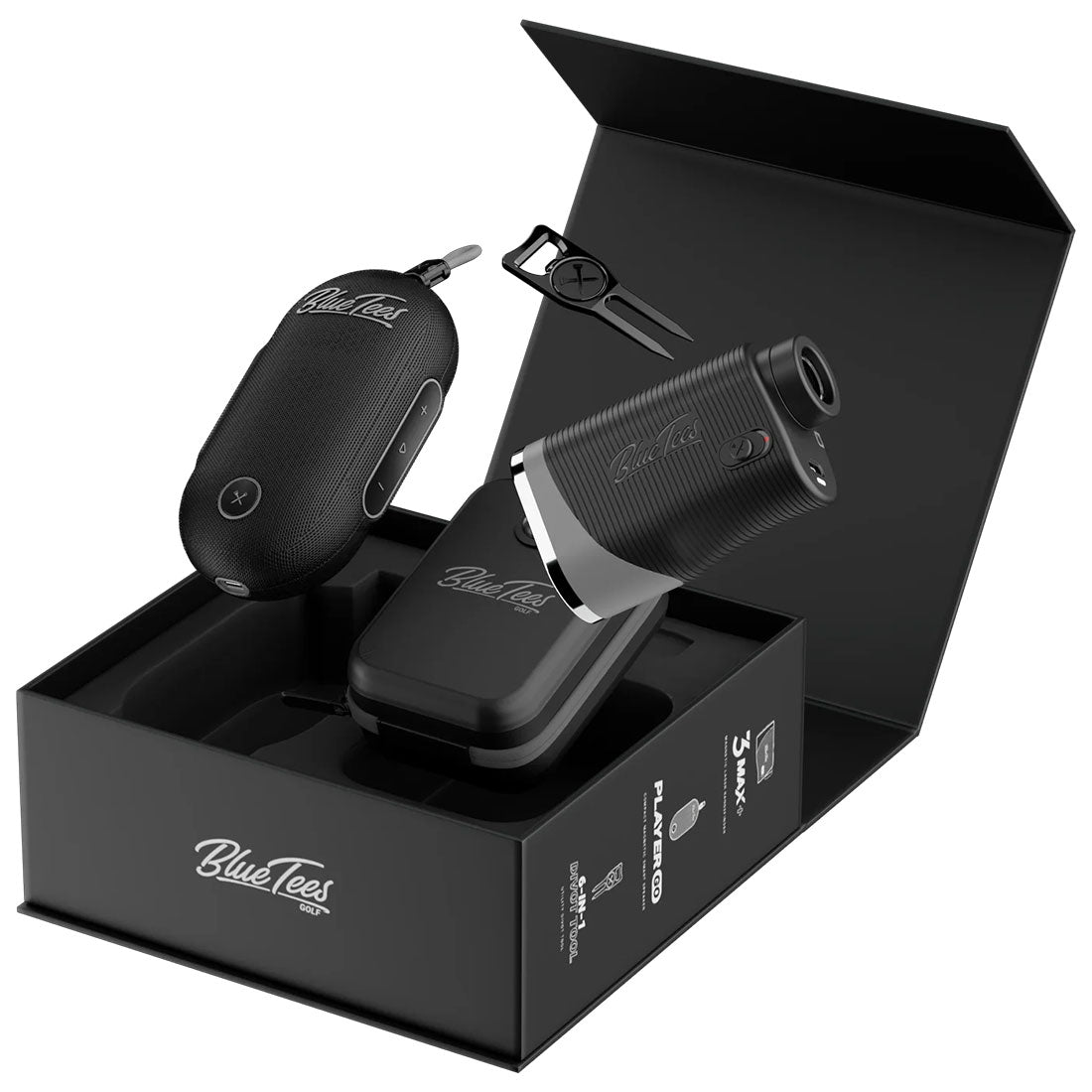 Blue Tees Golf Player Pack Go Laser Rangefinder and GPS Speaker Bundle