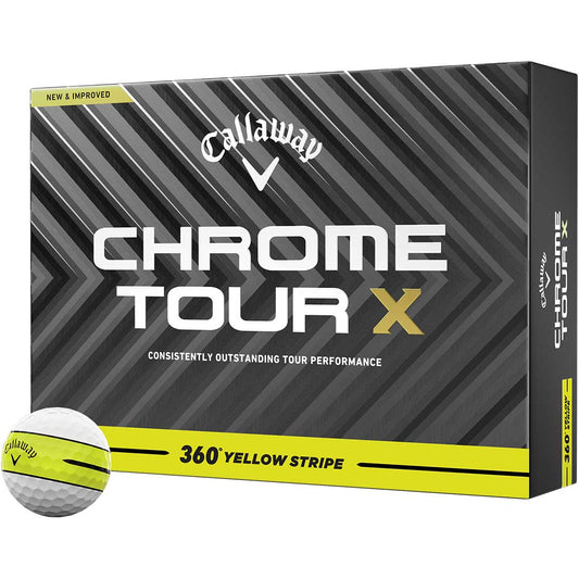 Callaway Chrome Tour X 360 Yellow Stripe Golf Balls