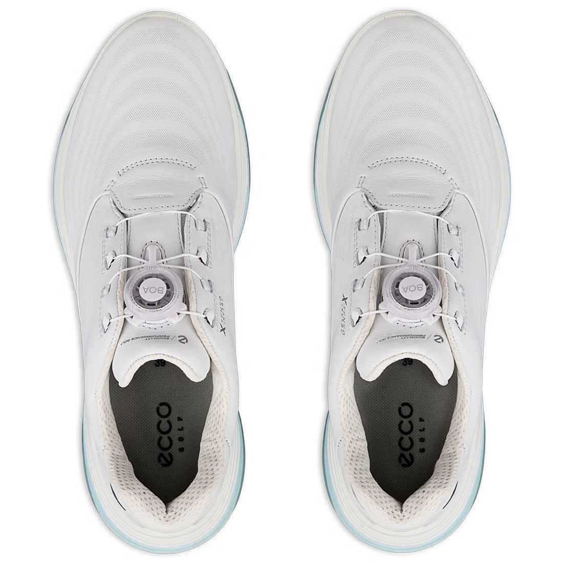 Ecco Women's Lt1 Hybrid Leather BOA Golf Shoes White/Blue