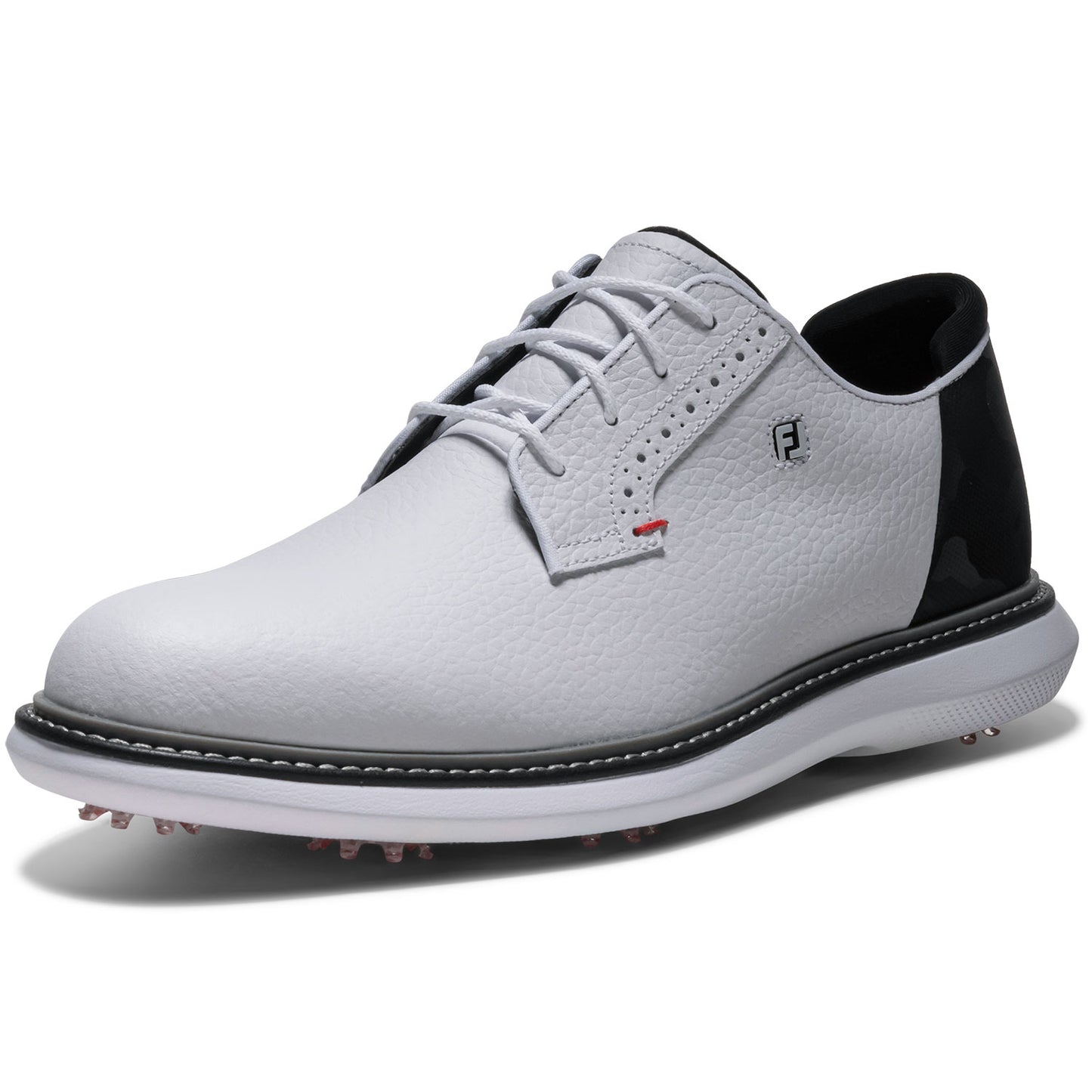 FootJoy FJ Traditions Blucher Golf Shoes White/Black Camo/Cherry Tomato