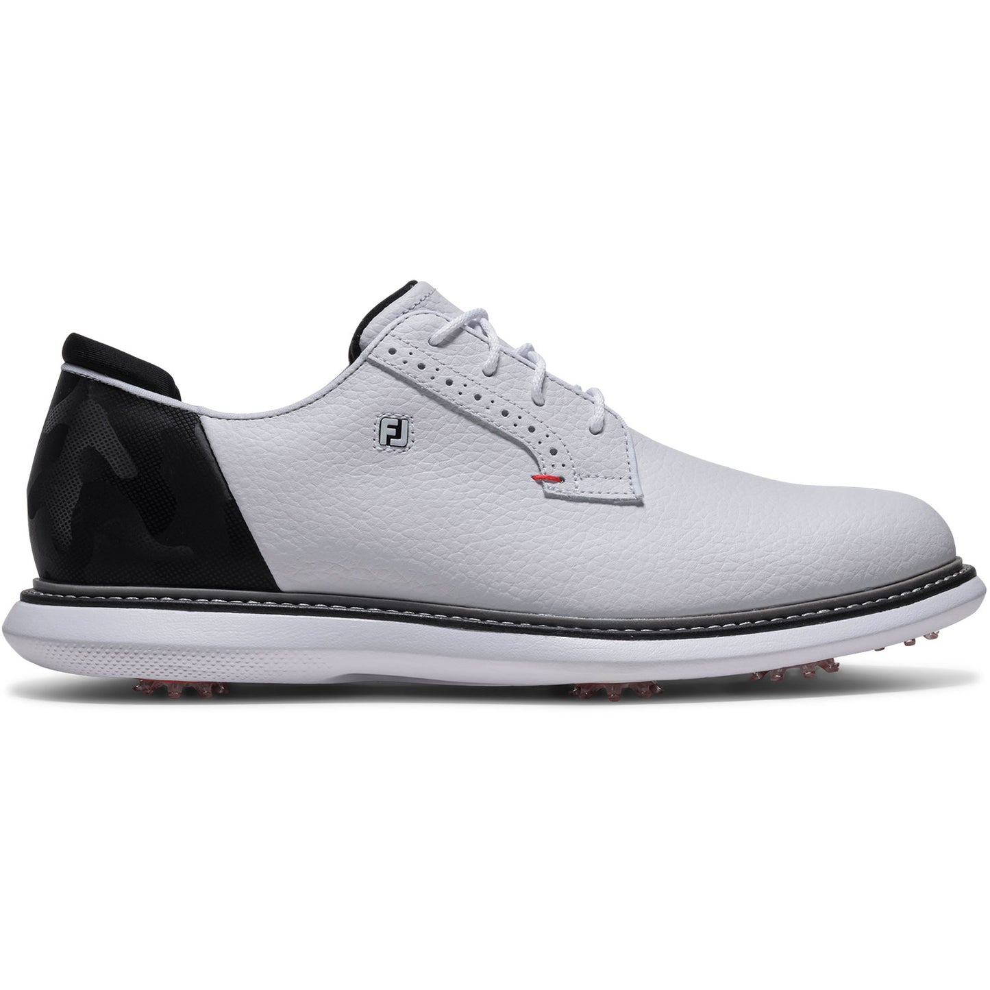 FootJoy FJ Traditions Blucher Golf Shoes White/Black Camo/Cherry Tomato