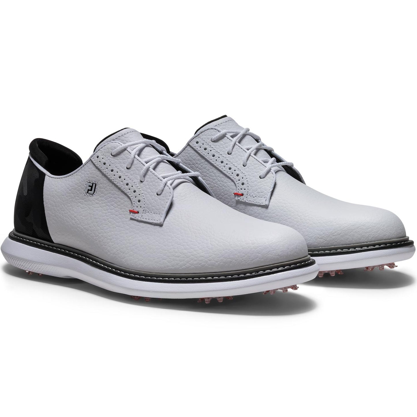 FootJoy FJ Traditions Blucher Golf Shoes White/Black Camo/Cherry Tomato