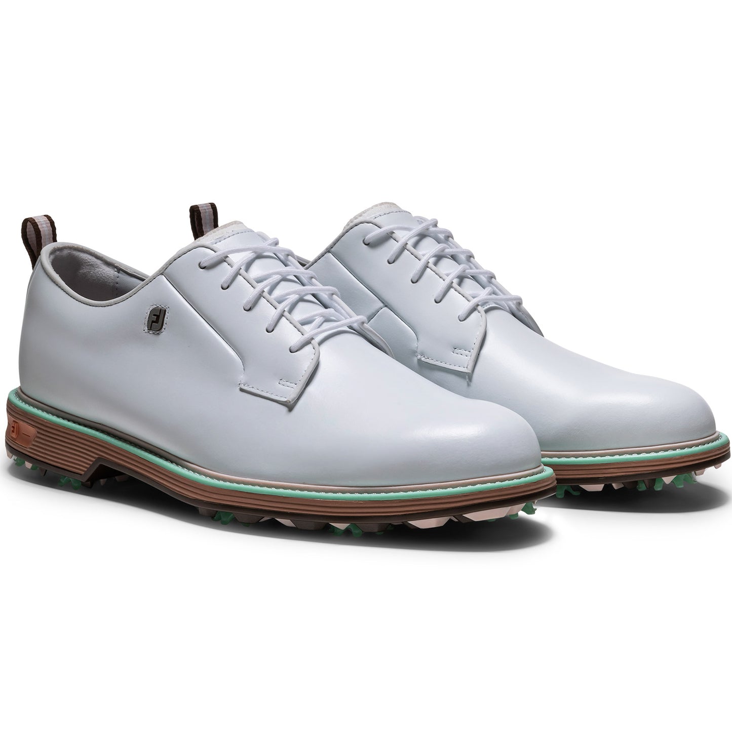 FootJoy Premiere Series Field Golf Shoes White/Chestnut/Aqua Marine