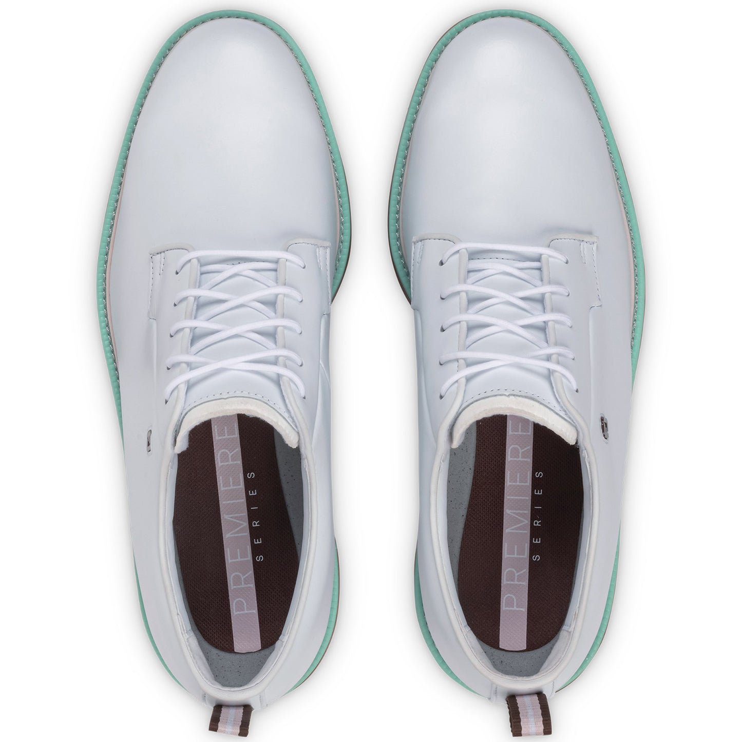 FootJoy Premiere Series Field Golf Shoes White/Chestnut/Aqua Marine