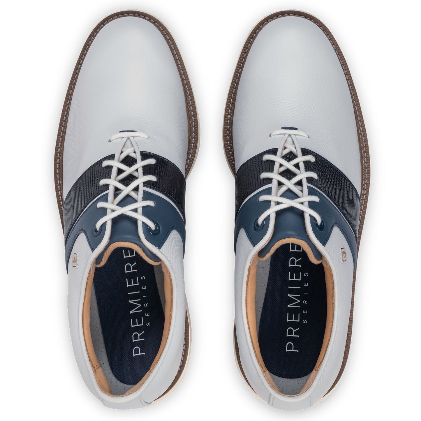 FootJoy Premiere Series Packard Golf Shoes White/Pageant Blue/Denim