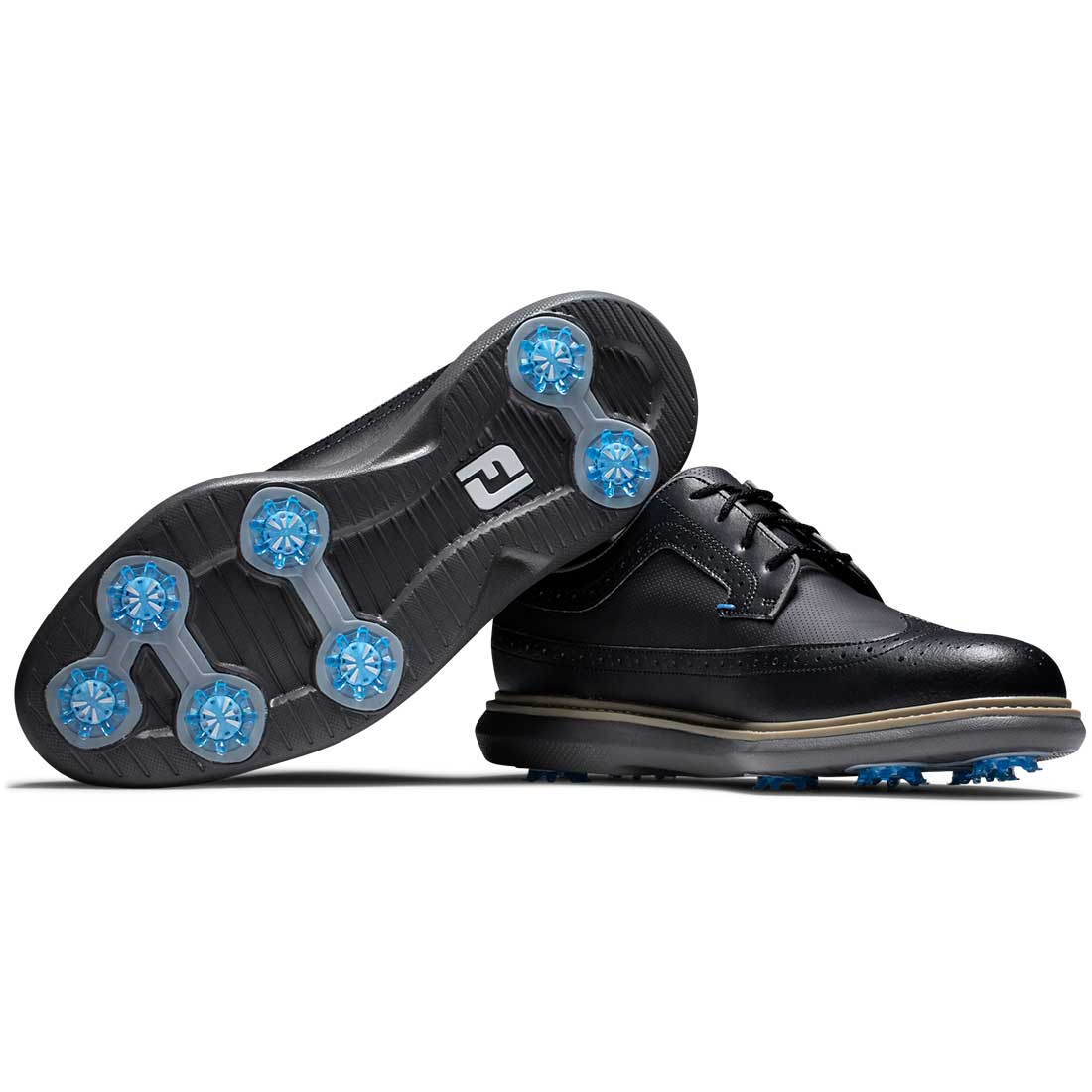 FootJoy Traditions Wing Tip Golf Shoes Black/Blue/Grey
