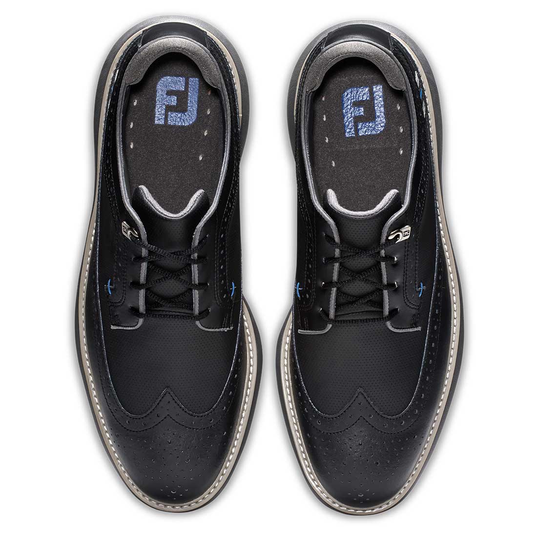 FootJoy Traditions Wing Tip Golf Shoes Black/Blue/Grey