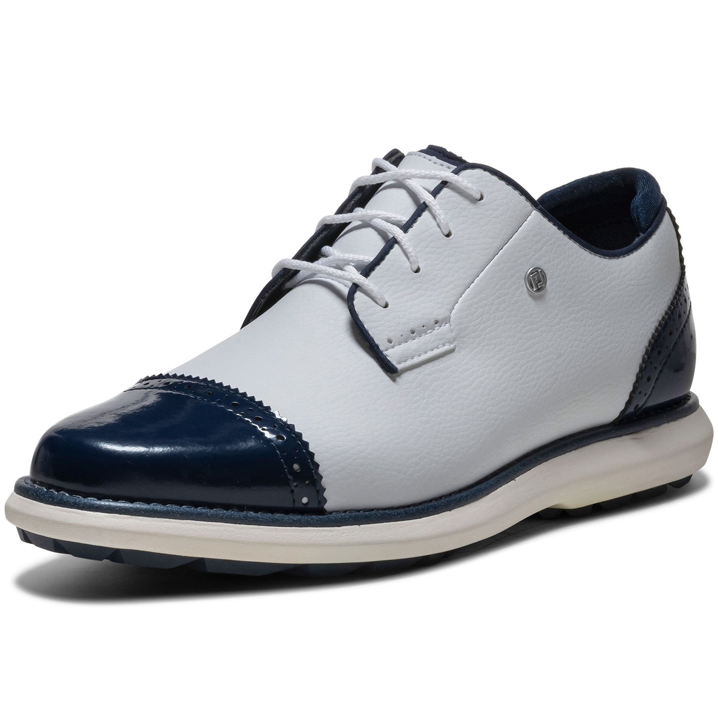 FootJoy Women's FJ Traditions SL Cap Toe Golf Shoes White/Blue Steel