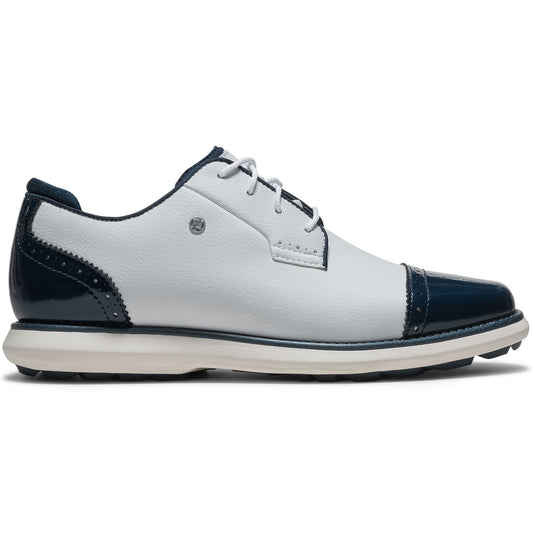 FootJoy Women's FJ Traditions SL Cap Toe Golf Shoes White/Blue Steel