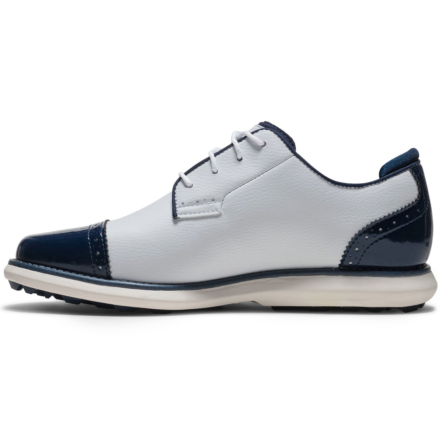 FootJoy Women's FJ Traditions SL Cap Toe Golf Shoes White/Blue Steel