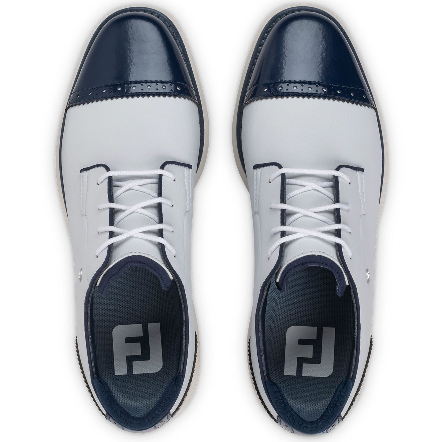 FootJoy Women's FJ Traditions SL Cap Toe Golf Shoes White/Blue Steel