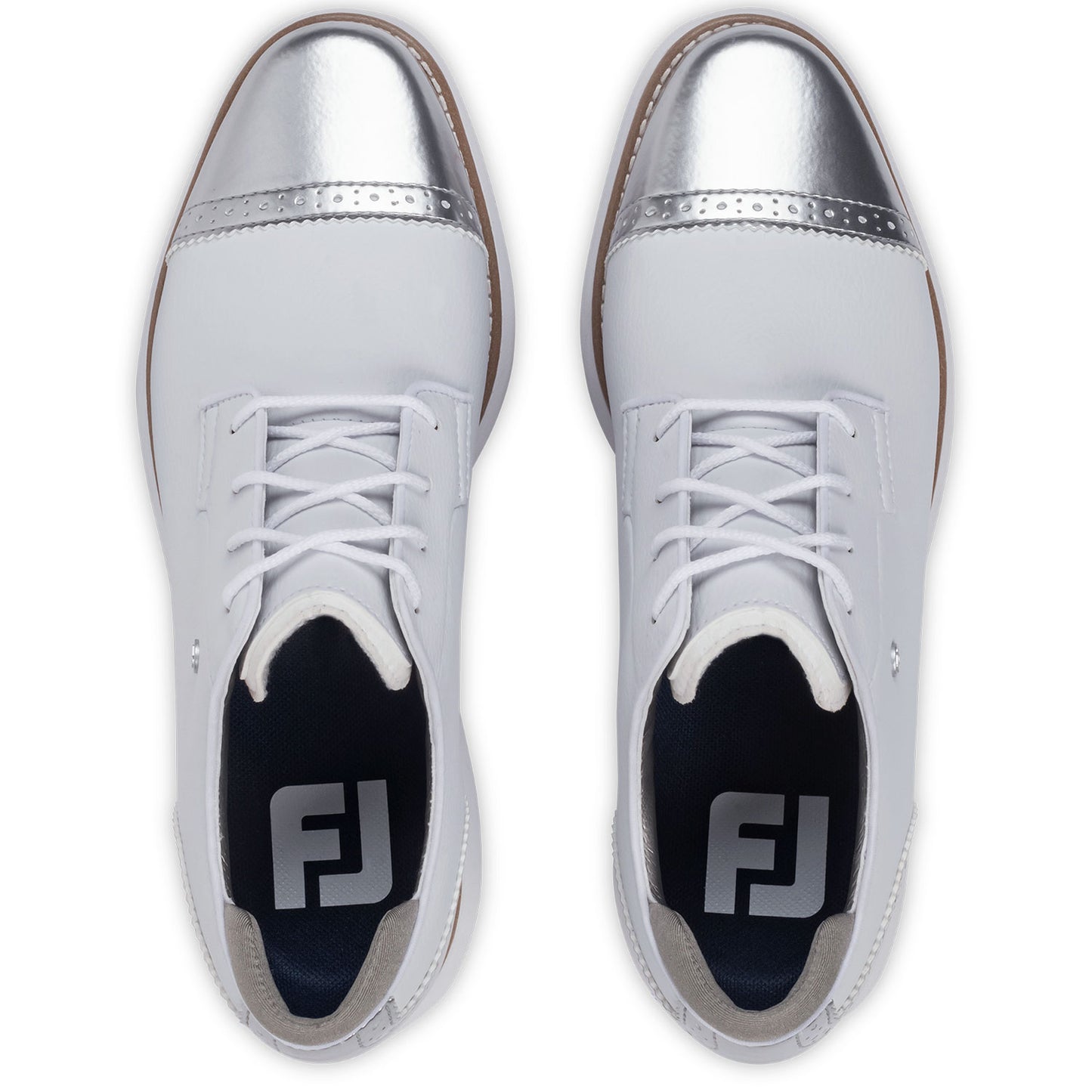 FootJoy Women's FJ Traditions SL Cap Toe Golf Shoes White/Platinum