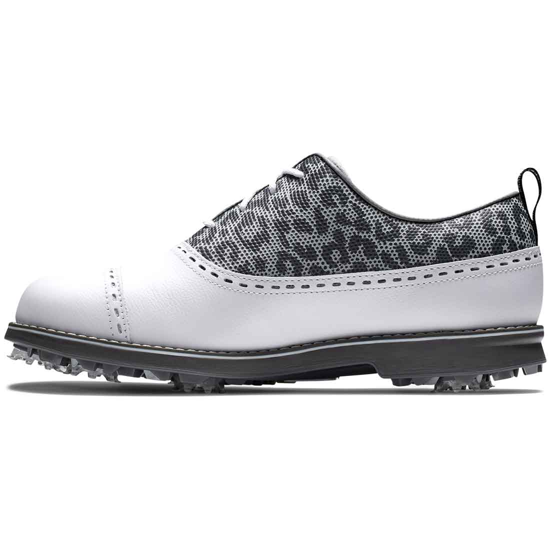 FootJoy Women's Premiere Series Cap Toe Golf Shoes White/Leopard
