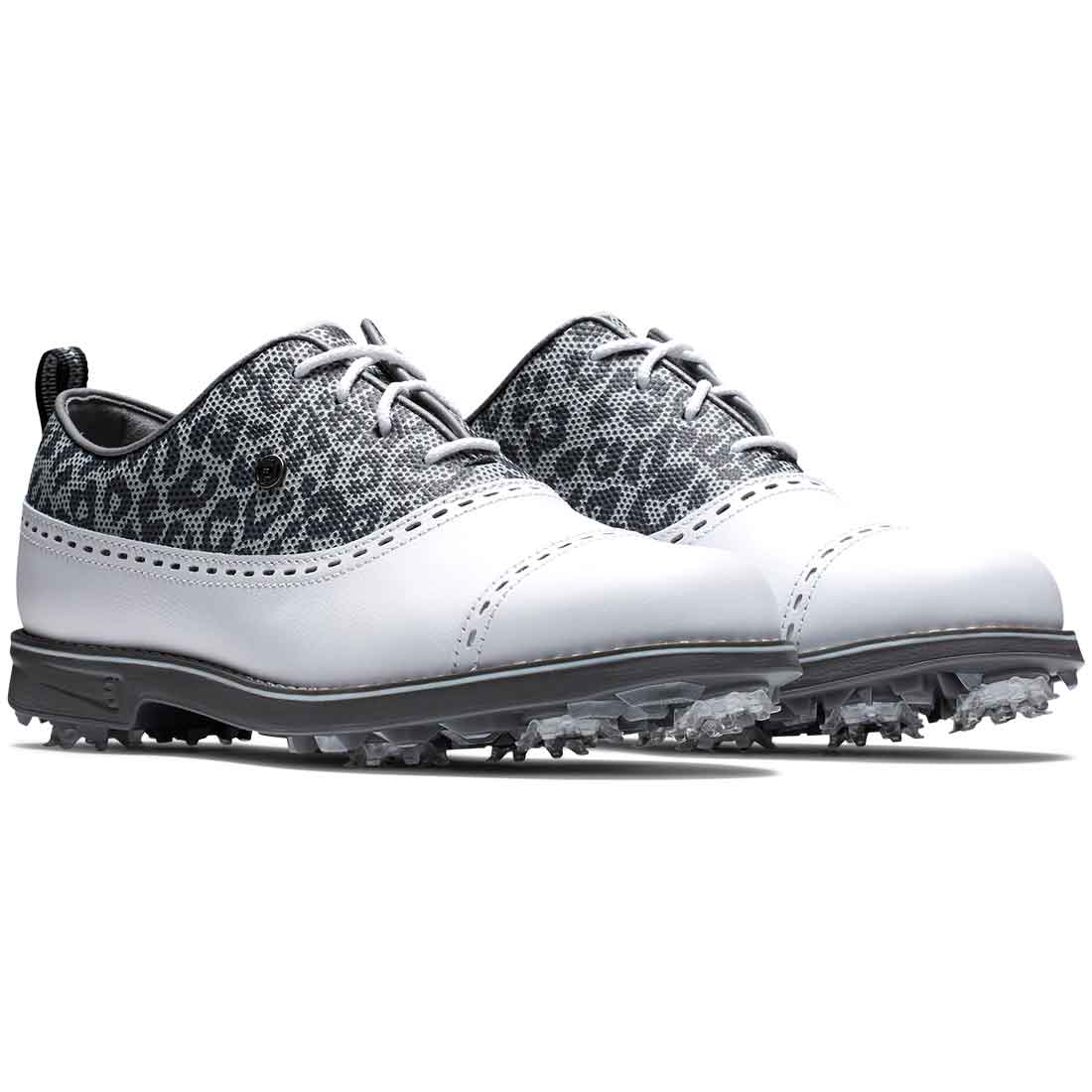 FootJoy Women's Premiere Series Cap Toe Golf Shoes White/Leopard