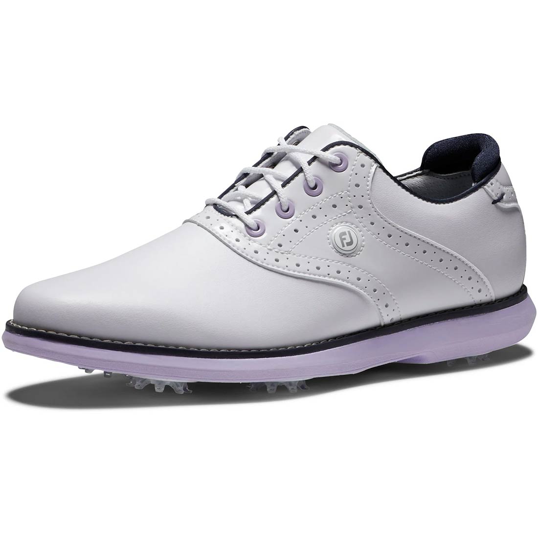 FootJoy Women's Traditions Saddle Golf Shoes White/Purple