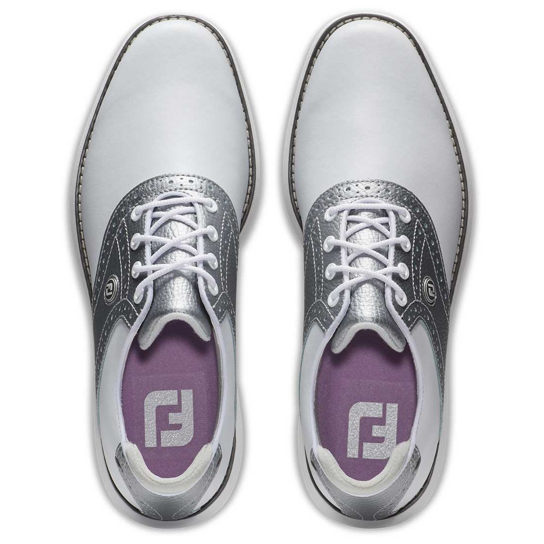 FootJoy Women's Traditions SL Golf Shoes White/Silver – Golf Discount