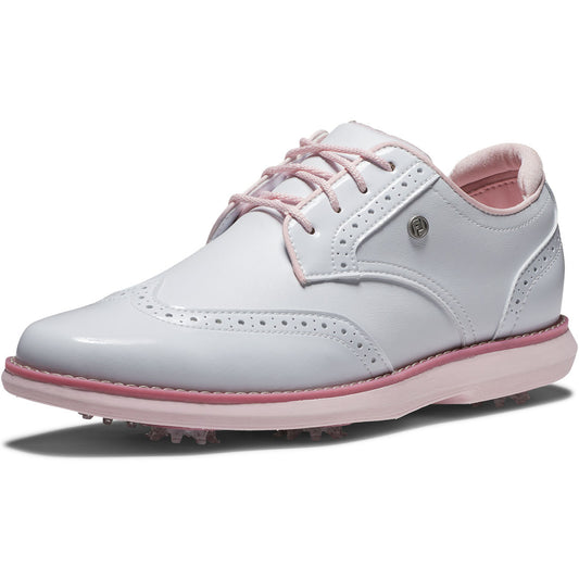 FootJoy Women's Traditions Wing Tip Golf Shoes White/Pink