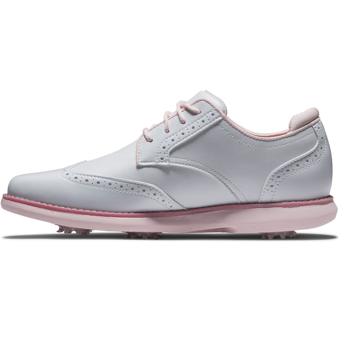 FootJoy Women's Traditions Wing Tip Golf Shoes White/Pink