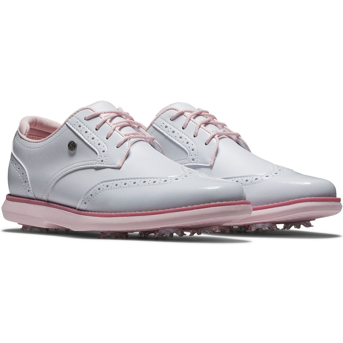FootJoy Women's Traditions Wing Tip Golf Shoes White/Pink