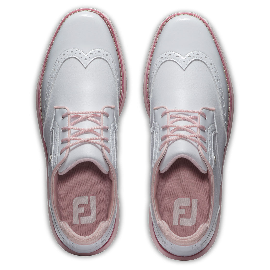 FootJoy Women's Traditions Wing Tip Golf Shoes White/Pink – Golf