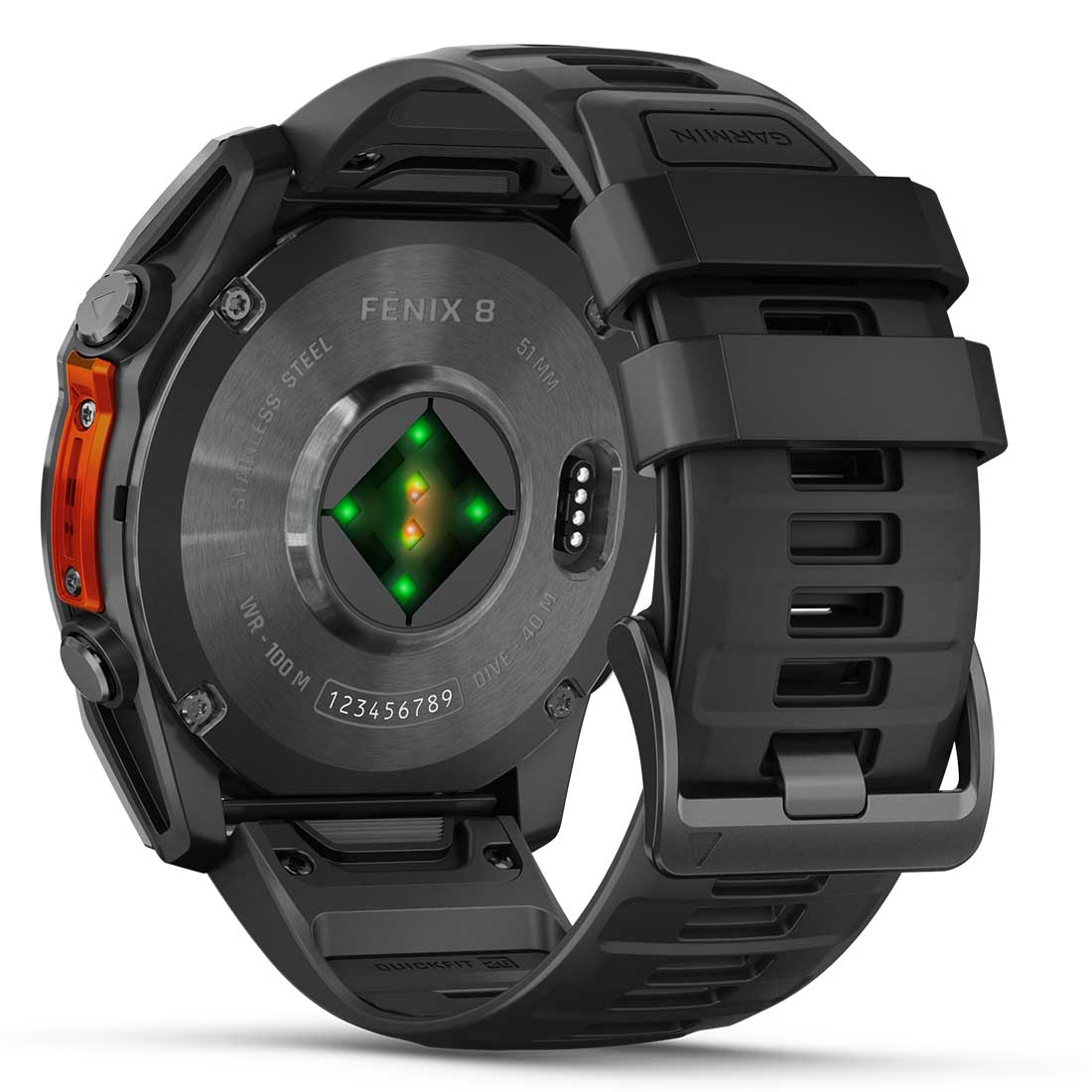  Titanium with Spark Orange/Graphite Silicone Band