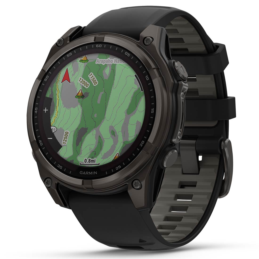 Sapphire, Carbon Gray DLC Titanium with Black/Pebble Gray Silicone Band