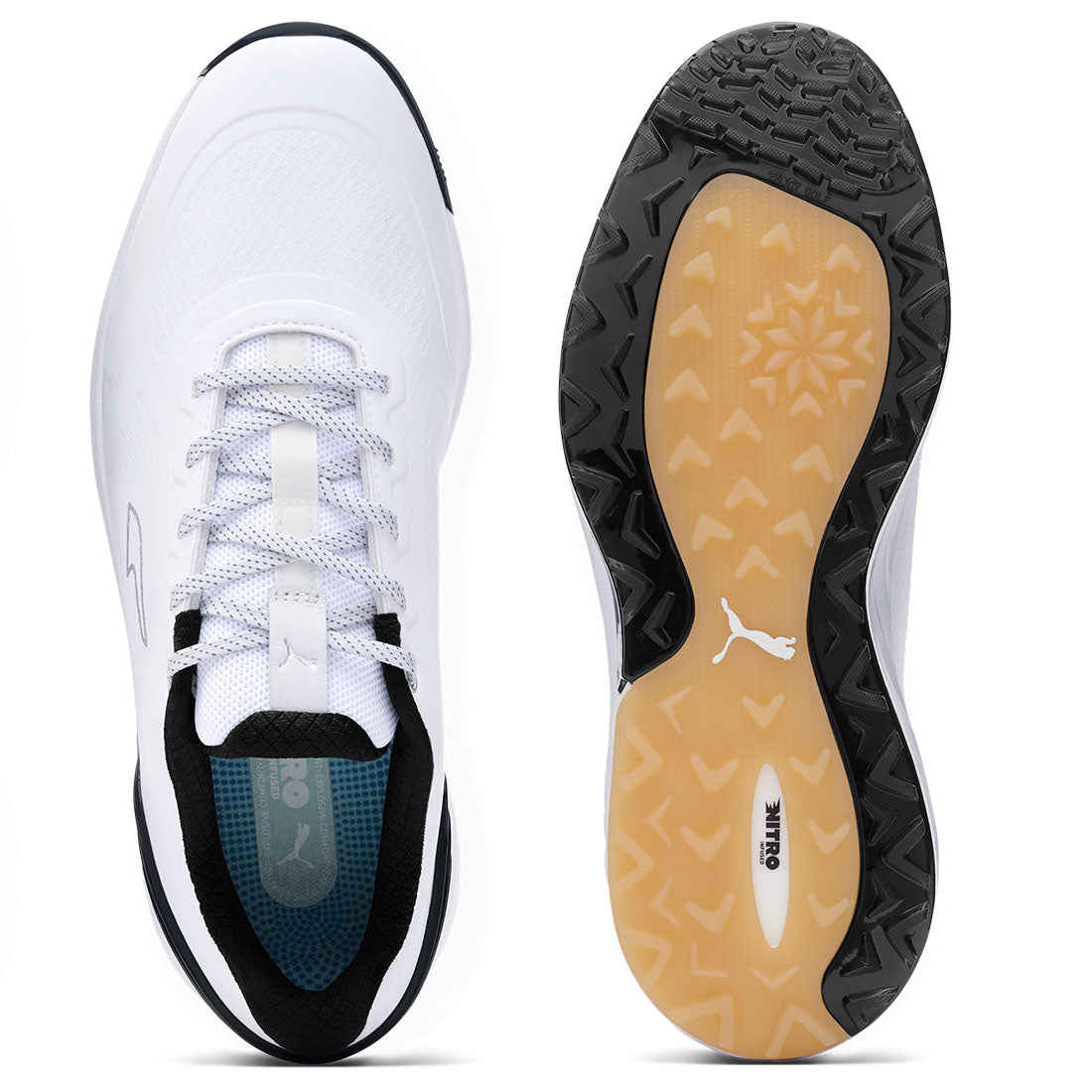 Puma Alphacat Nitro Golf Shoes White/Black/Gum – Golf Discount