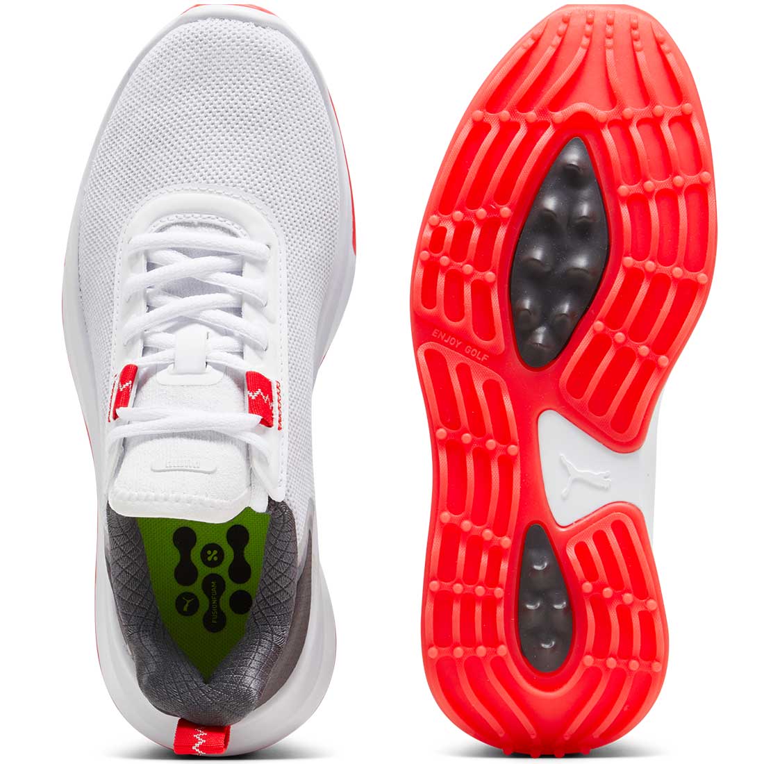 Puma Juniors Fusion Crush Sport Golf Shoes White/Dark Coral