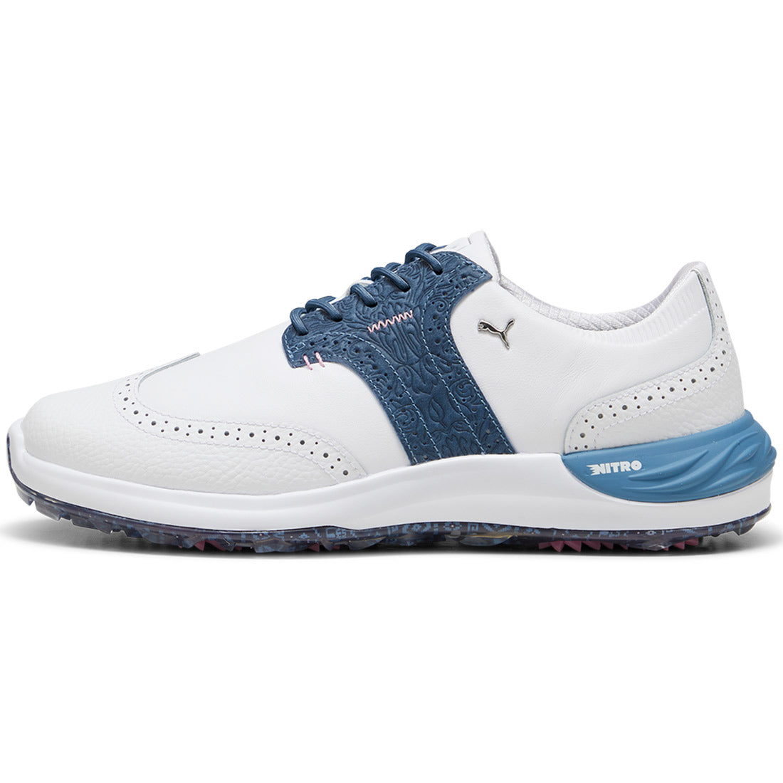 Puma PhantomCat Nitro Fair Isle Golf Shoes White/Blue Horizon