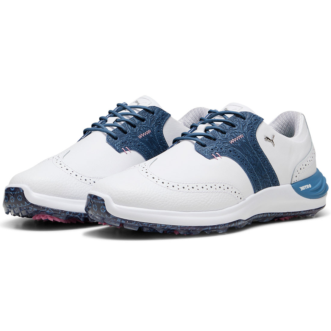 Puma PhantomCat Nitro Fair Isle Golf Shoes White/Blue Horizon