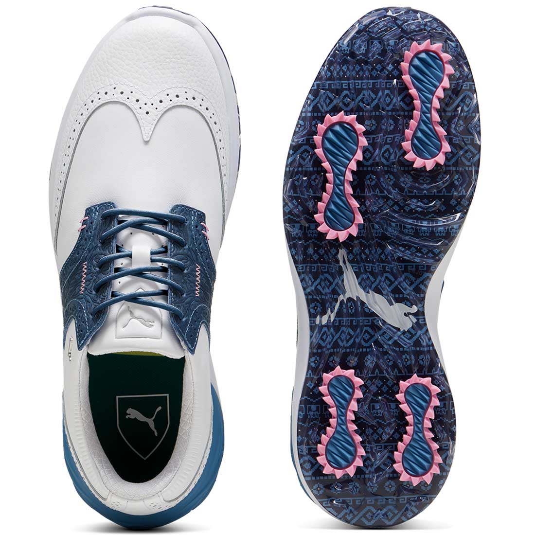 Puma PhantomCat Nitro Fair Isle Golf Shoes White/Blue Horizon