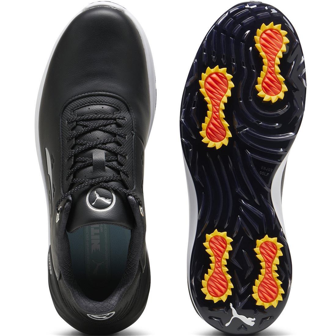 Puma PhantomCat Nitro Golf Shoes Black/Silver/Yellow Sizzle