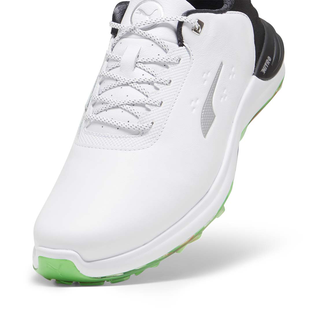 Puma PhantomCat Nitro Golf Shoes White/Black/Fluro Green – Golf